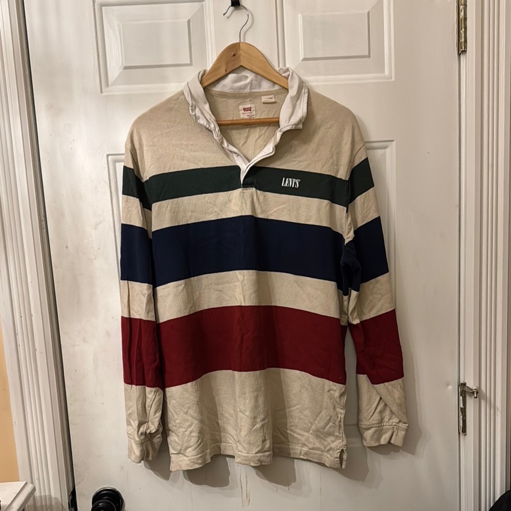 Levi's Men's Striped Shirt - Red, Blue, Green, and Cream